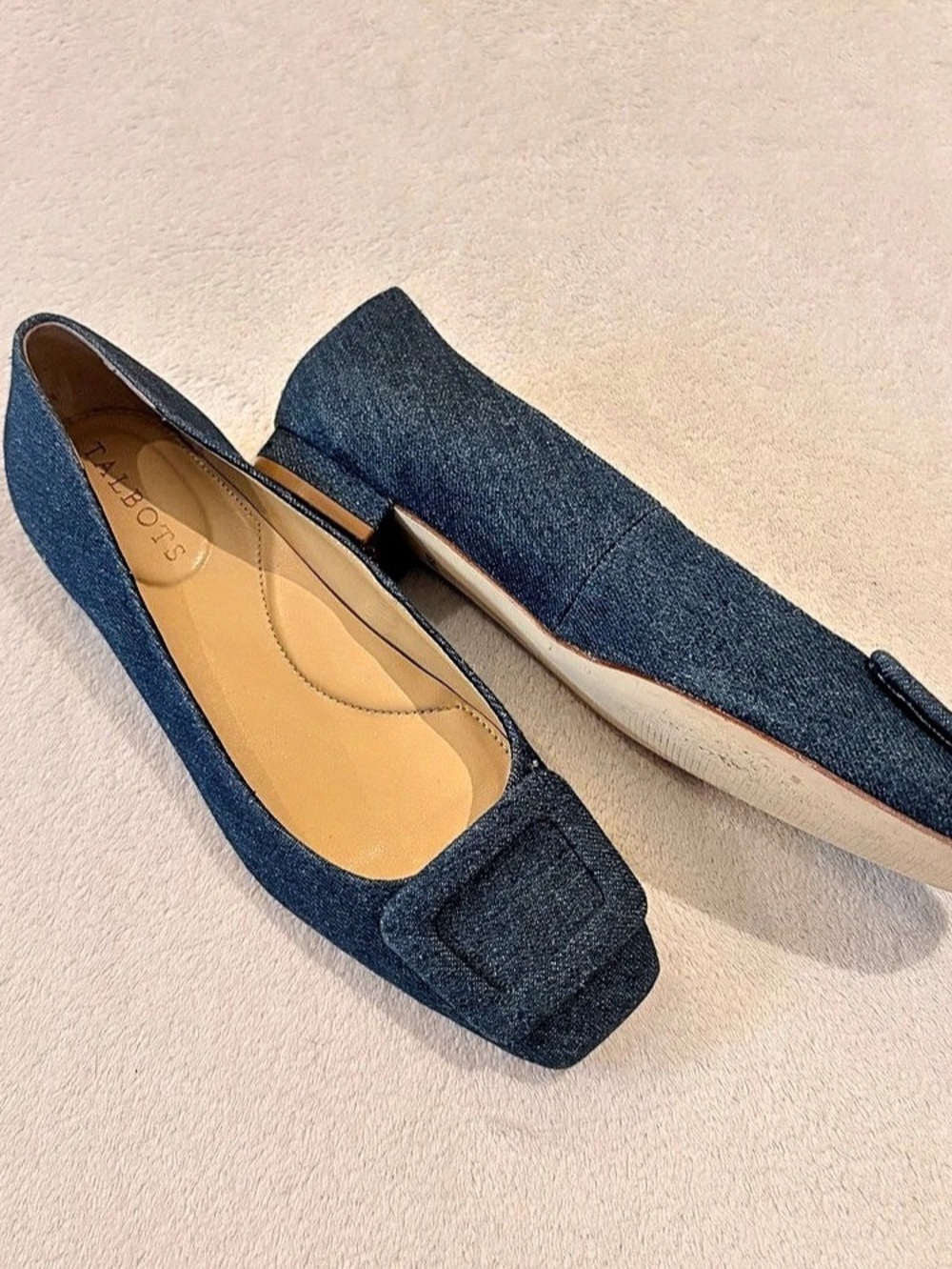 Talbots Sutton Buckle Flats - Denim Blue Denim Flats US 6.5 M
